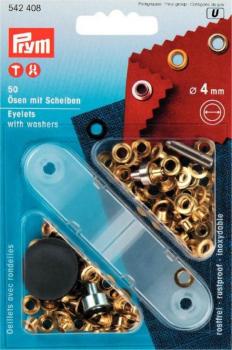 Prym Ösen und Scheiben Ø 4 mm Gold 542408